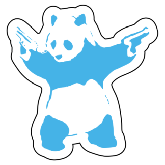 Guns Out Panda Sticker (Baby Blue)